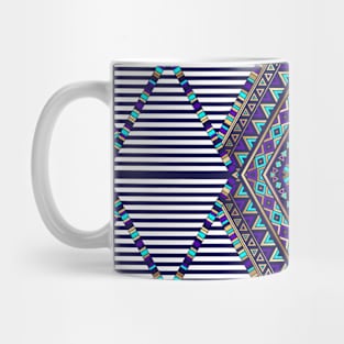 Aztec pattern blue purple aqua Mug